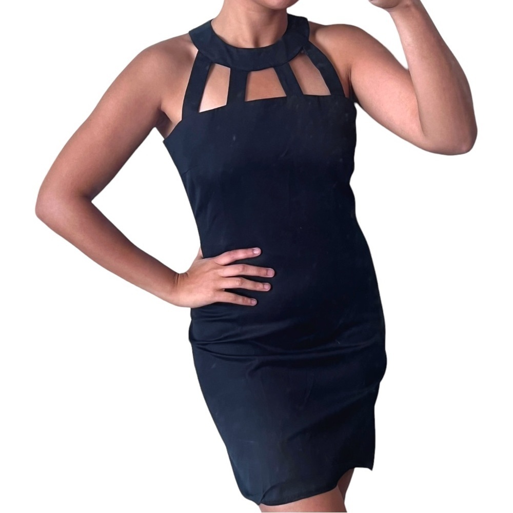 ⚫️  SPORTSTAFF Black neck detailed dress made in italy​​​